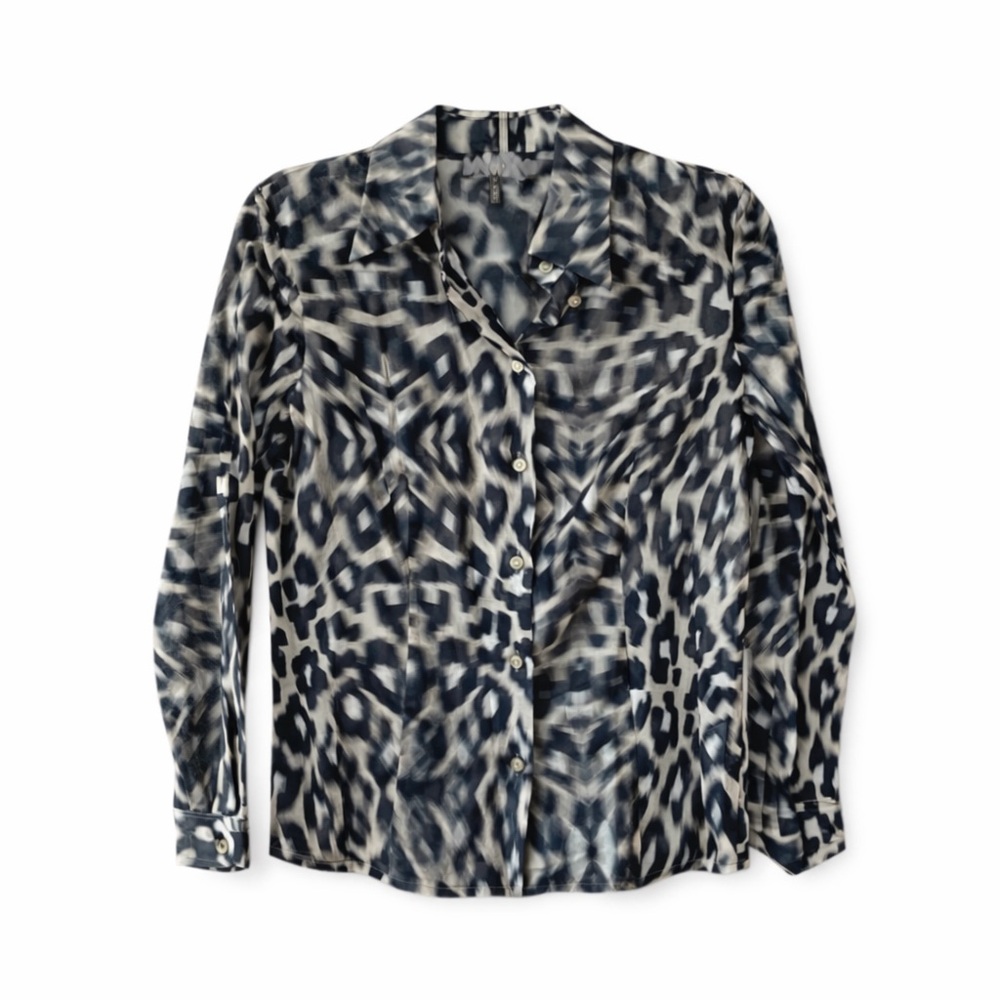 Escada 100% Cotton Neutral Leopard Print “Fantasy” Top Size 36